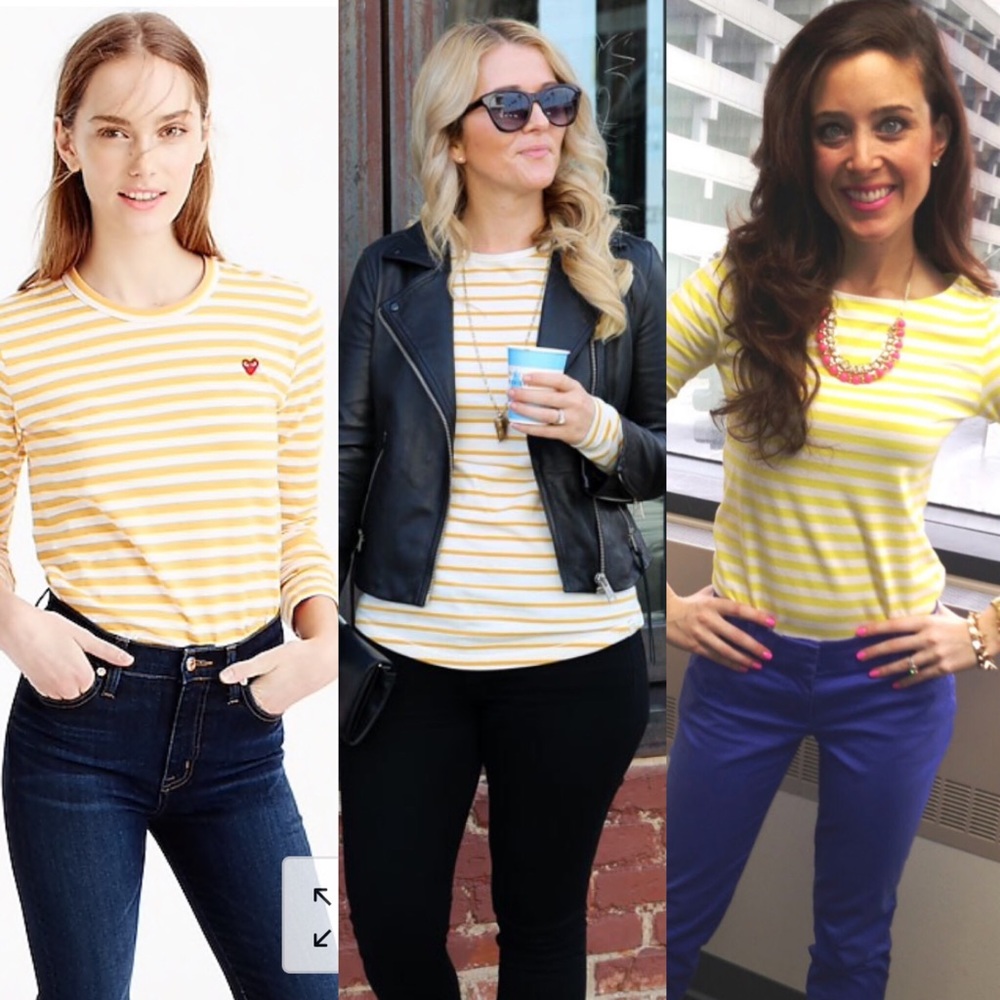 OLD NAVY | Yellow White Stripe Long Sleeve T Shirt XS